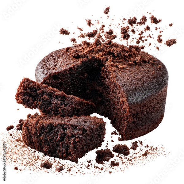 Obraz Freshly Baked Chocolate Cake Being Broken into Pieces