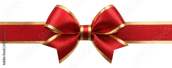 Obraz Elegant red and gold ribbon bow for festive occasions.