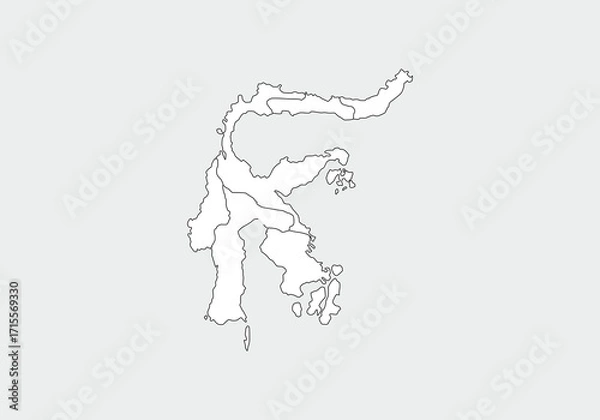 Fototapeta dsimple administrative,political and road map vector map of indonesian sulawesi island
