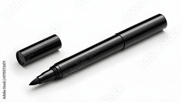 Obraz Matte Black Makeup Remover Pen Mockup Featuring Sleek Blank Casing, Perfect For Eyeliner Correction Presentation, Cosmetic Branding Design, Packaging Showcase, And Product Promotion