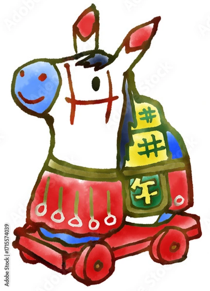 Obraz 筆絵　張り子の飾り馬