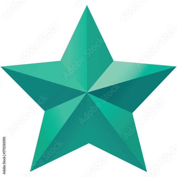 Fototapeta Teal Five-Point Star Shape Isolated on White Background for Decorations and Design Elements