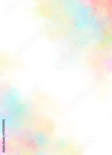 Obraz レインボー水彩フレーム 背景素材 テクスチャ 優しい にじみ 温かい