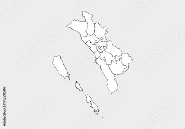 Fototapeta simple administrative, political and road map vector map of indonesian. province west sumatera