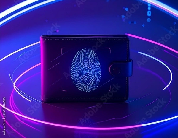 Fototapeta Dark wallet with glowing fingerprint