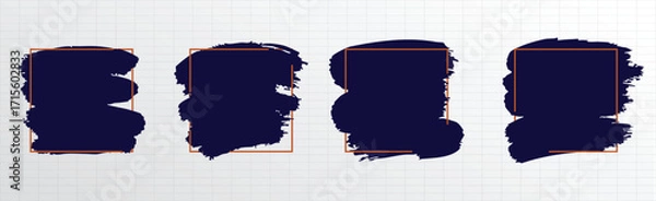 Fototapeta Abstract Navy Brush Frames with orange Square Frames