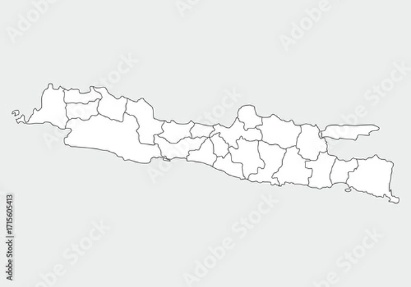 Fototapeta simple administrative,political and road map vector map of indonesian island java