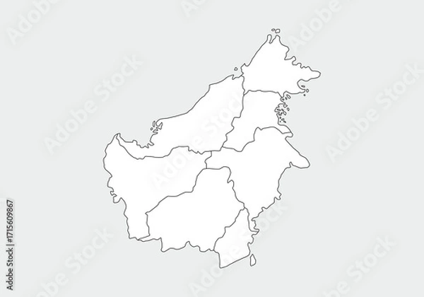 Fototapeta simple administrative,political and road map vector map of indonesian island kalimantan