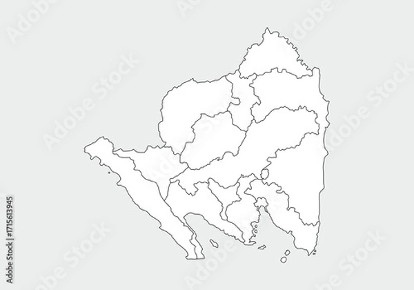 Fototapeta simple administrative,political and road map vector map of indonesian lampung province