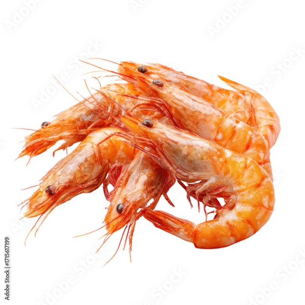 Fototapeta Fresh Cooked Shrimp Piled on a Transparent Background for Culinary Use