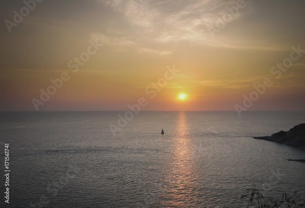 Obraz Sailing boat at sunset