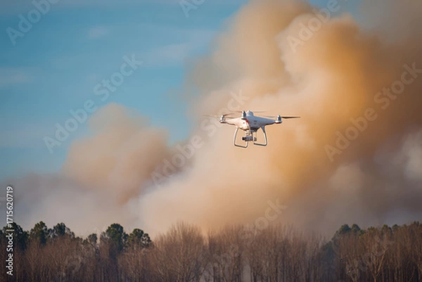Fototapeta drones play crucial role in firefighting and assessing aftermath of wildfires