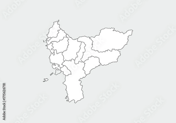 Fototapeta simple administrative,political and road map vector map of indonesian west kalimantan province