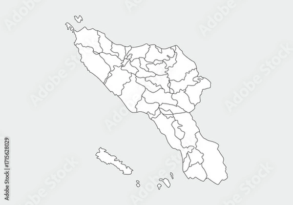 Fototapeta simple administrative,political and road map vector map of indonesian. province nanggroe aceh darussalam