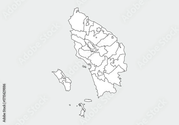 Fototapeta simple administrative,political and road map vector map of indonesian. province sumatra utara