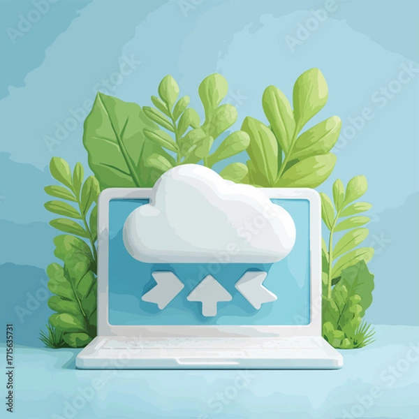 Fototapeta シンプルなベクタースタイルのクラウドコンピューティングイラスト