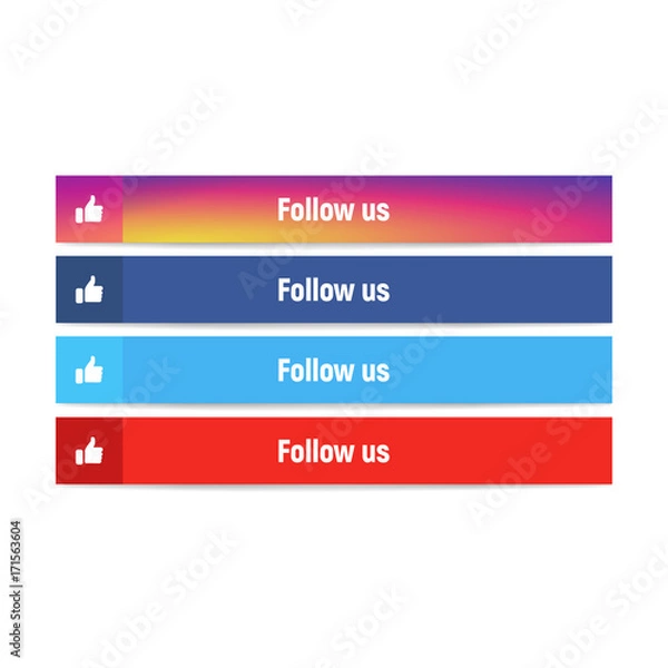 Fototapeta Different Follow us banners - stock vector. Vector illustration