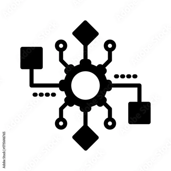 Fototapeta Vector solid black  icon for Algorithm