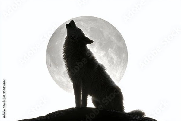 Fototapeta A Striking Silhouette of a Howling Coyote in a Studio Setting Dramatic Wildlife Photography Capture