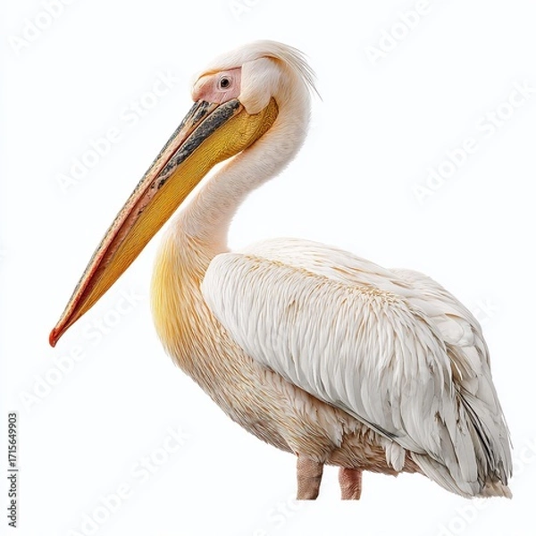 Fototapeta Majestic Pelican in Studio Portrait A CloseUp View of a Large Birds Striking Features and Delicate Throat Sac