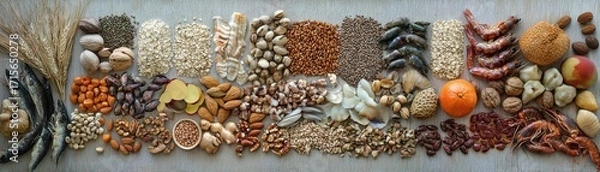 Fototapeta Diverse Natural Grains, Seeds, Nuts, and Fruits Collection