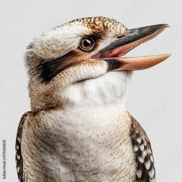 Fototapeta A Kookaburra in Full Laughter Stunning Studio Portrait Captures the Unique Vocalizations of This Australian Bird
