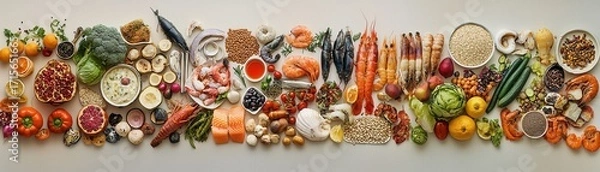 Fototapeta Healthy fresh food variety and ingredients assortment