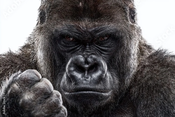 Fototapeta Powerful Primate Stunning Studio Portrait of a Majestic Gorilla Exuding Strength and Wildness