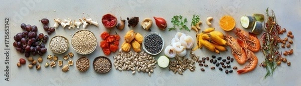 Fototapeta Healthy Mediterranean Diet Ingredients Flat Lay