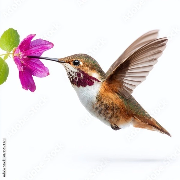 Fototapeta A Tiny Bee Hummingbird in Stunning Studio CloseUp Hovering in MidAir Captured with Precision and Detail