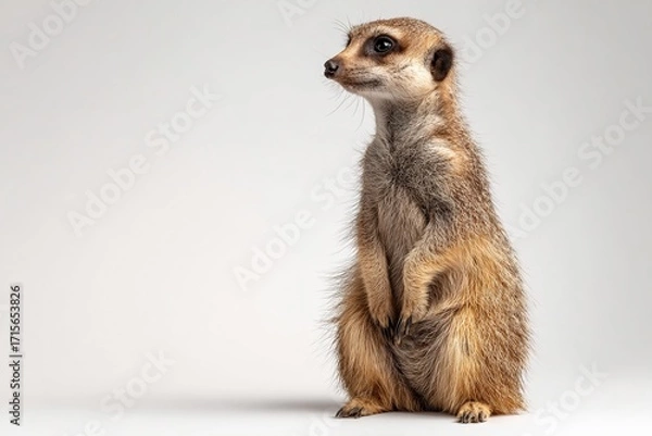 Fototapeta Alert Meerkat in Studio Portrait A CloseUp Study of Vigilance and Wildlife Photography