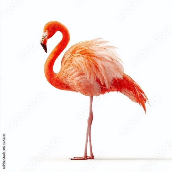 Fototapeta Exquisite Flamingo in Studio Portrait A Detailed Showcase of Avian Elegance