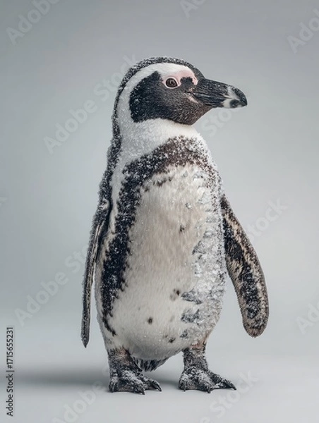Fototapeta A Surreal Penguin in Tuxedo Intriguing Wildlife Photography Explores the Boundaries of Reality with a Unique Avian