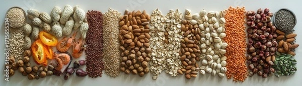 Fototapeta Assorted Raw Beans, Seeds, and Lentils Variety