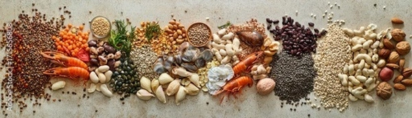 Fototapeta Diverse Assortment of Healthy Whole Grains and Legumes