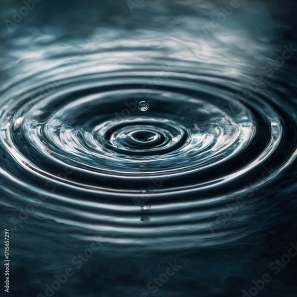 Fototapeta Delicate Concentric Circles A Study in Waters Gentle Response to a Falling Drop