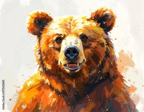 Obraz Vibrant Bear Portrait in Artistic Style