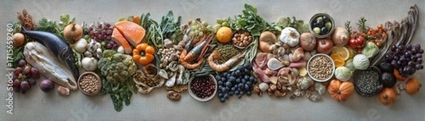 Fototapeta Fresh Healthy Foods Variety Colorful Organic Ingredients