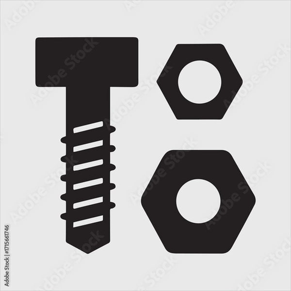 Fototapeta nut and bolt vector illustration logo silhouette logo sticker design icon
