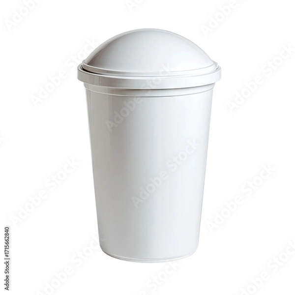 Obraz White cylindrical trash can with dome lid