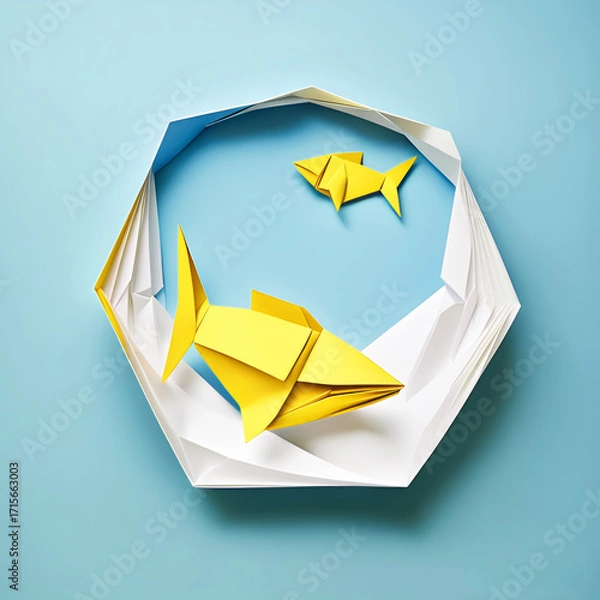 Obraz Origami paper fish bowl