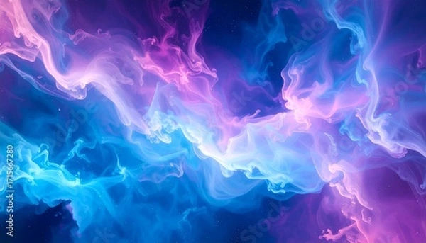 Fototapeta Cosmic Nebula Swirls: Blue and Pink Abstract Space Background