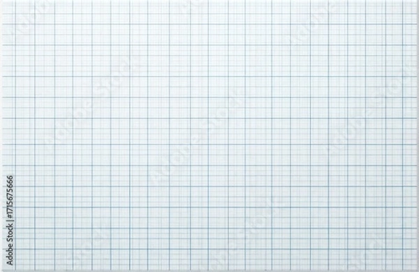 Fototapeta Seamless grid pattern on millimeter paper sheet. Blue lines form squares on white background. Useful for technical drawings, education, science, math concepts. Textured notebook page for plotting,