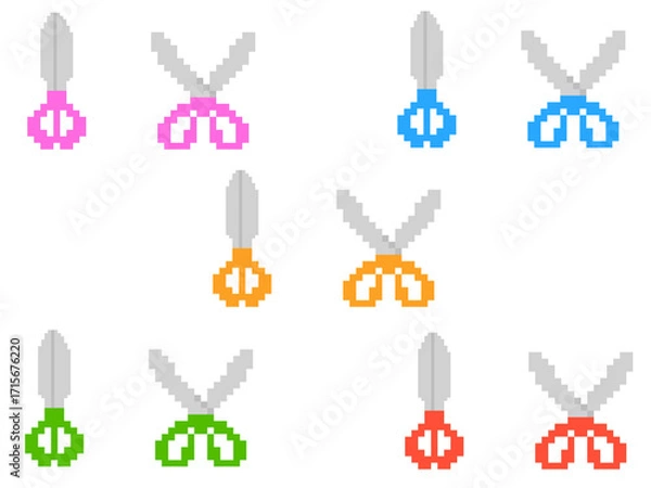 Fototapeta Pixel Art Scissors Design Set