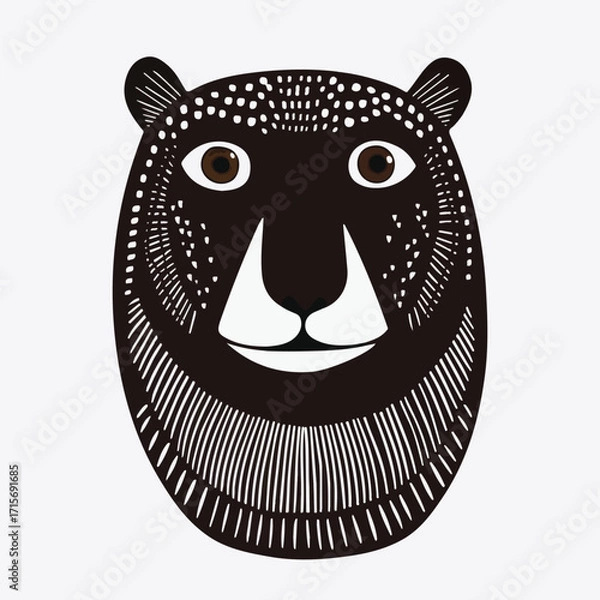 Fototapeta Simple Black Bear Head Portrait Vector Illustration Minimalist Style	