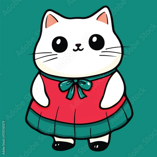 Obraz Cute Cartoon Cat Character in Sweater Vector Illustration for Kids T-Shirt Print	