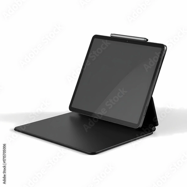 Fototapeta Tablet mockup with keyboard case and stylus for product presentation