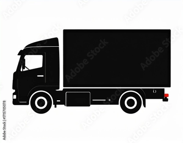 Fototapeta A black silhouette truck icon in side view, ideal for transport, delivery, and logist