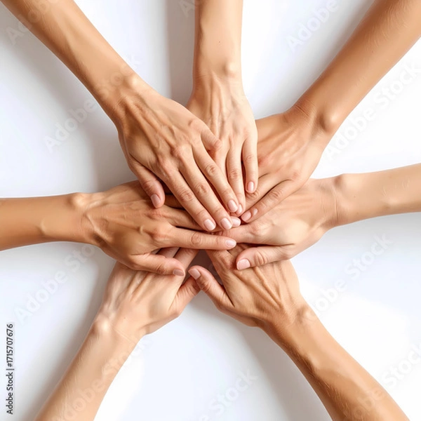 Fototapeta Teamwork hands together collaboration unity support partnership concept