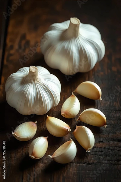 Obraz garlic on a dark background